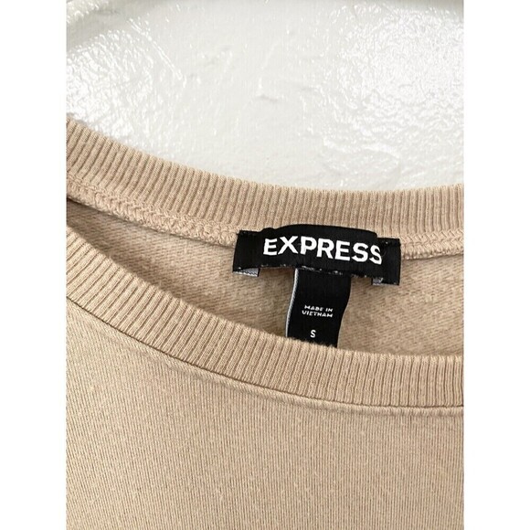 Express Camel Tan Puff Long Sleeves Sweater Crew Neck Sweater Top Size Small - Picture 2 of 7